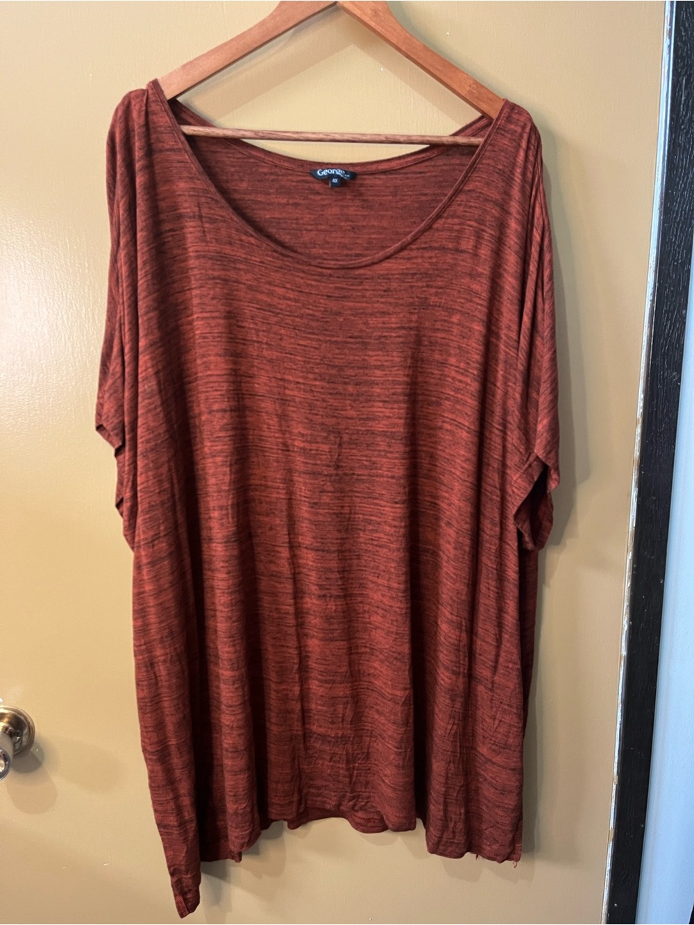 George Women's Burnt Orange Scoop Neck Tunic Top 4X